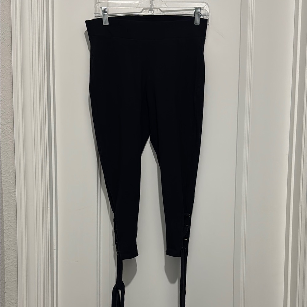 Torrid Black Leggings with Chiffon Lace Up Detail - 0 - NWOT